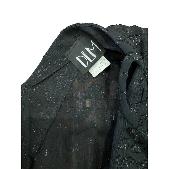 DLM Vintage Black Dress Cocktail Party Shimmer V-Neck Size 9 10 Batwing Sleeves - Picture 2 of 7